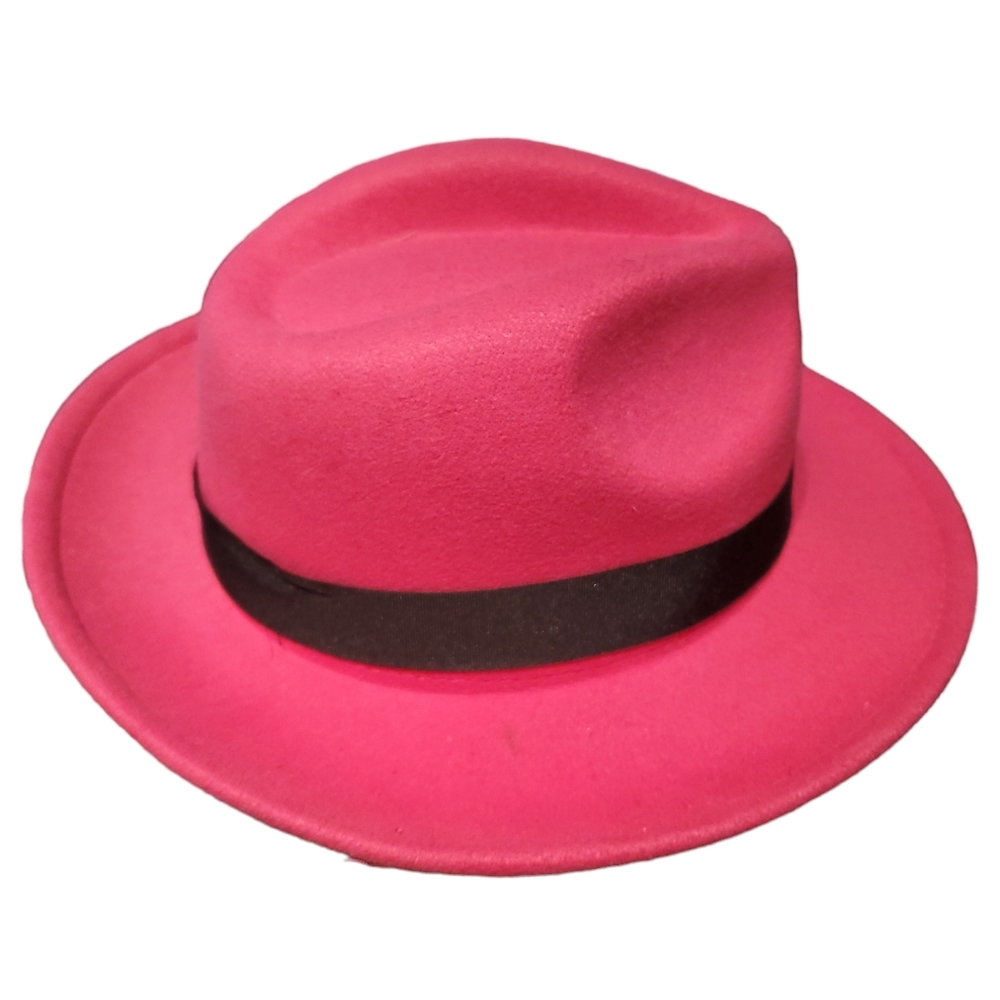 Womans Pink felt hat size Large (22 inch circumference)